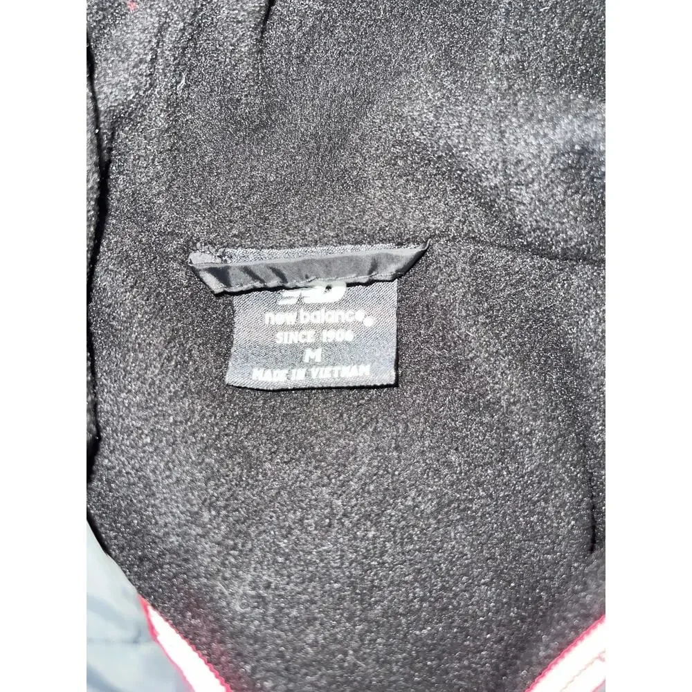 New Balance Fleece Lined Windbreaker Medium Full Zip Hooded Jacket Black #1018
